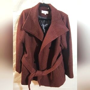 EUC Calvin Klein Maroon Wool Peacoat